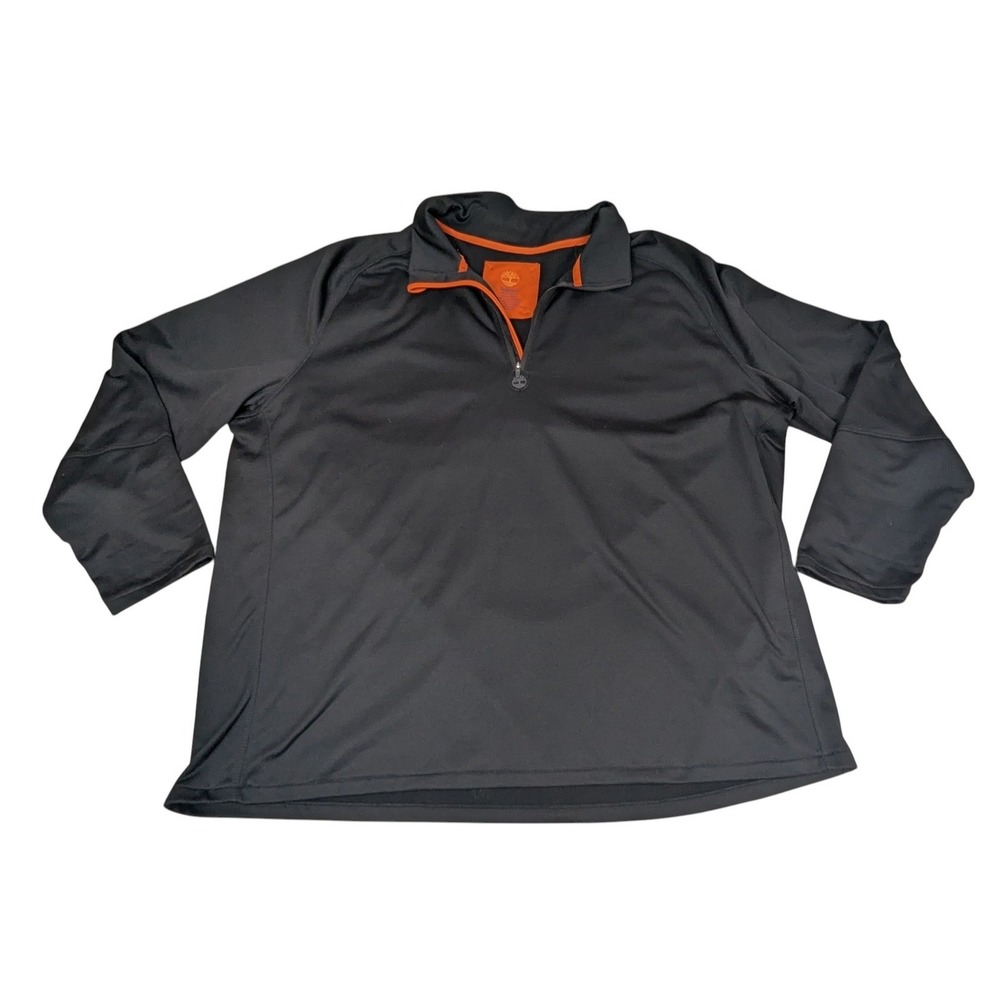 Timberland 1/4 Zip Pullover 3XL Black Orange Logo Mock Neck 581E099